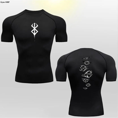Anime Berserk Guts Sport T-Shirt Men'S Compression Shirt Sportswear Breathable Bodybuilding Tops Workout Fitness Joging Tees