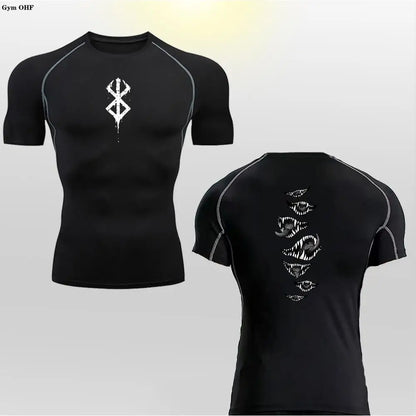 Anime Berserk Guts Sport T-Shirt Men'S Compression Shirt Sportswear Breathable Bodybuilding Tops Workout Fitness Joging Tees